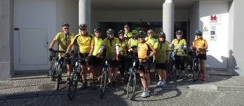 Cycling group outside their hotel in Portugal | Dennis Dawson