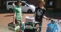 Perhaps don't try carrying beer on the back of your bike like these guys