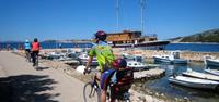 Cycling back to the boat after a day of exploring Croatia