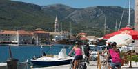 Cycling into the town of Jelsa on the island of Hvar