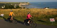 Cyclists near the Normandy D Day beaches