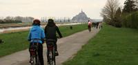 Cyclists en route to Mont St Michel