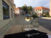 Enjoying local wine in Mikulov