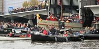 Sinterklaas parade on the canals of Amsterdam.