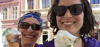 trekkers enjoy ice cream on hiking trip in romania with utracks travel