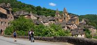 Walking through Conques on the Le Puy Way