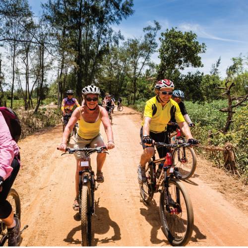 Cycling a backroad through rural Vietnam