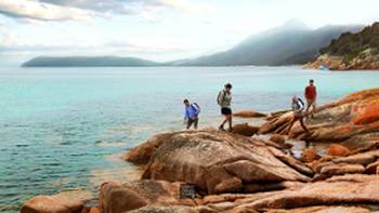 Freycinet Experience Walk GWOA Logo,Hugh Stewart Tourism Tasmania Walking along one the most stunning coastal wilderness areas on Earth