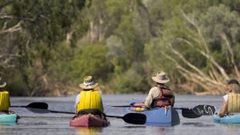 Katherine River Canoeing,Mick Jerram Canoeing on the tropical Katherine River