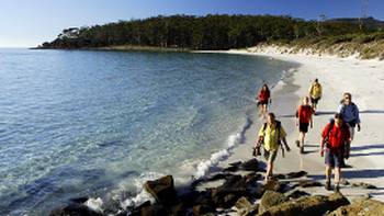 4 Mile Beach - Maria Island, Walkers on 4 Mile Beach on Maria Island