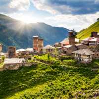 Ushguli, a community of four villages located at the head of the Enguri gorge in Svaneti, Georgia.