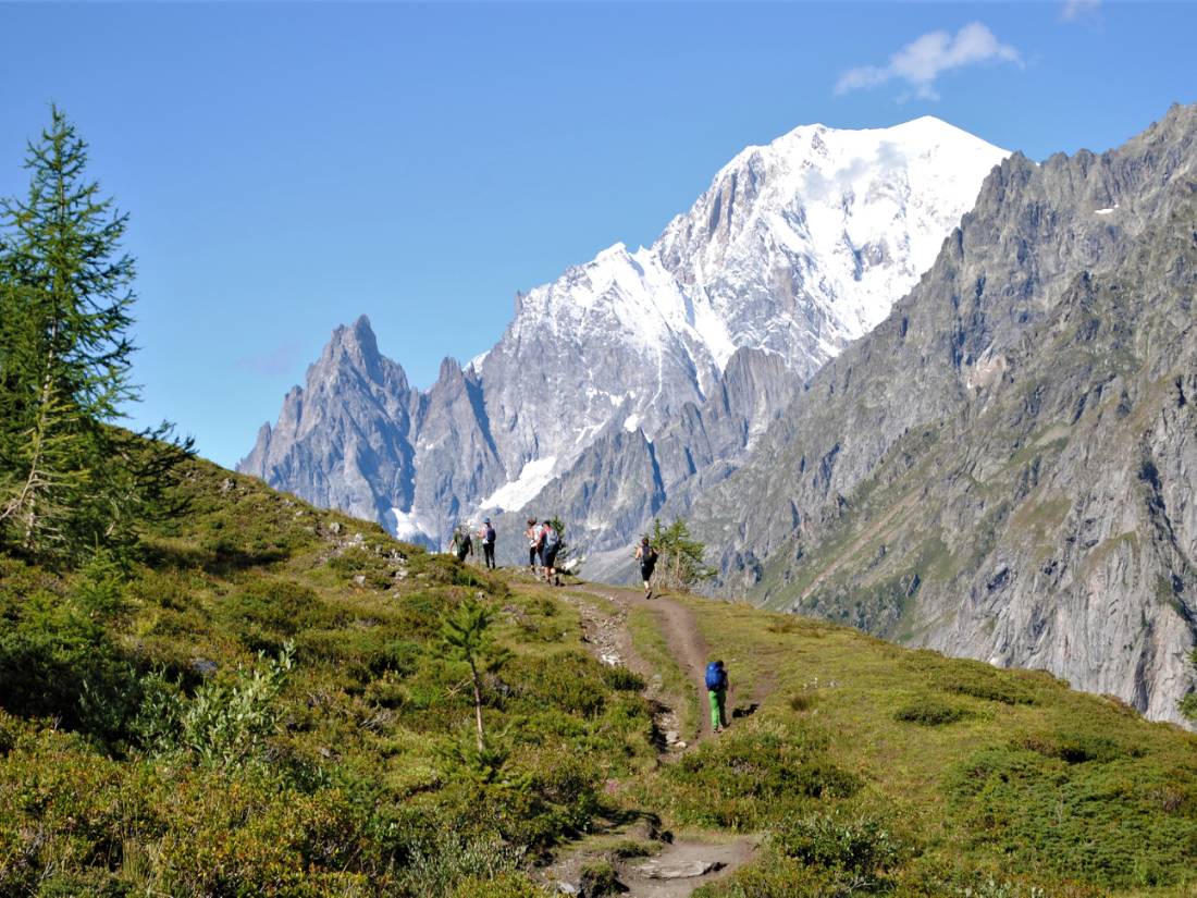 Group trekking along the Val Ferret balcony path |  <i>Ryan Graham</i>