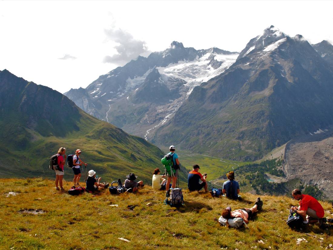 Enjoying the views of the Mont Blanc Massif and the Miage Glacier |  <i>Ryan Graham</i>