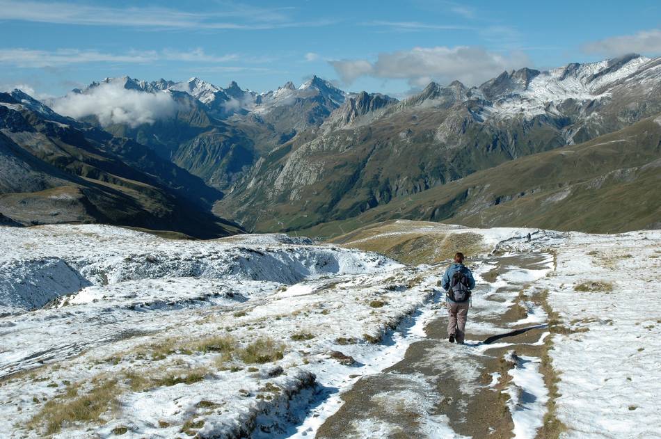 Coming off the Col de la Seigne pass, walkers get great views down to the valley below |  <i>Philip Wyndham</i>