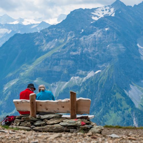 Taking a break to enjoy the alpine views