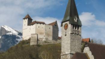Balzers Liechtenstein,Alpine Rhine The village of Balzers in Liechtenstein