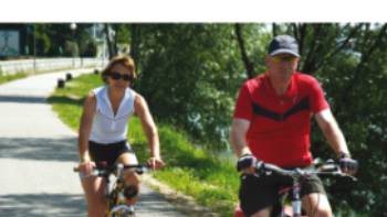 Cyclists on the Danube,Kate Baker Cyclists along the Danube cycle path