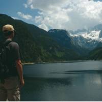 Hiker on Gosau Lake, Salzkammergut, Austria | Kate Baker