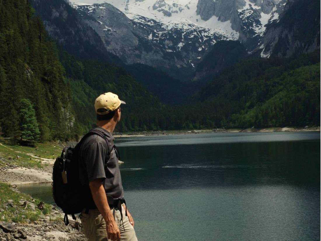 Hiker on Gosau Lake, Salzkammergut, Austria |  <i>Kate Baker</i>