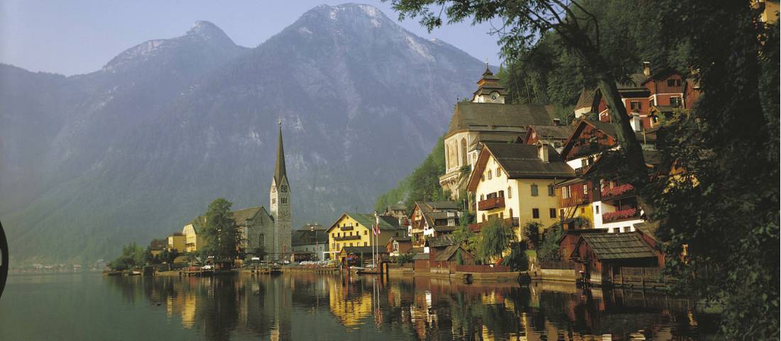 The picturesque town of Hallstatt in the Salzkammergut region of Austria