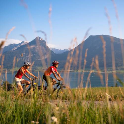 Cycling along Lake Wolfgangsee