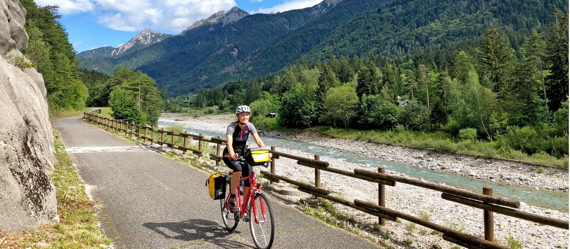 Cyclist on a dedicated path - Alpe Adria
