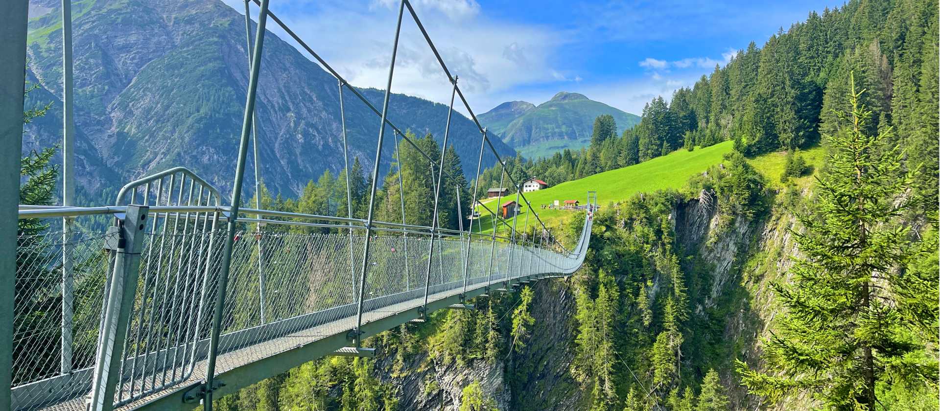 Holzgau's spectacular suspension bridge spans a dramatic gorge in the Lechtal Valley