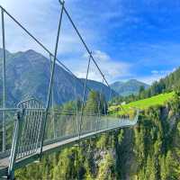 Holzgau's spectacular suspension bridge spans a dramatic gorge in the Lechtal Valley