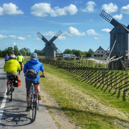 Cycling alongside traditional windmills in Estonia