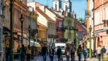 Strolling through Kaunas old town.