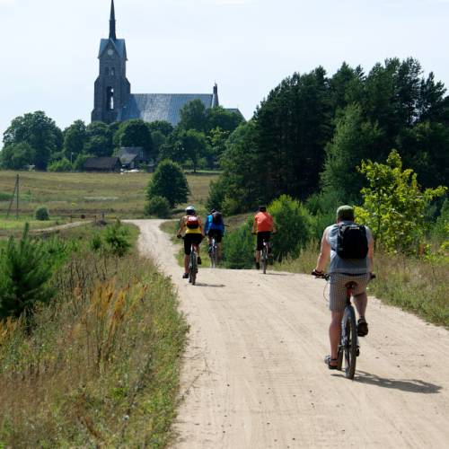 Cycling along the country roads of Lithuania