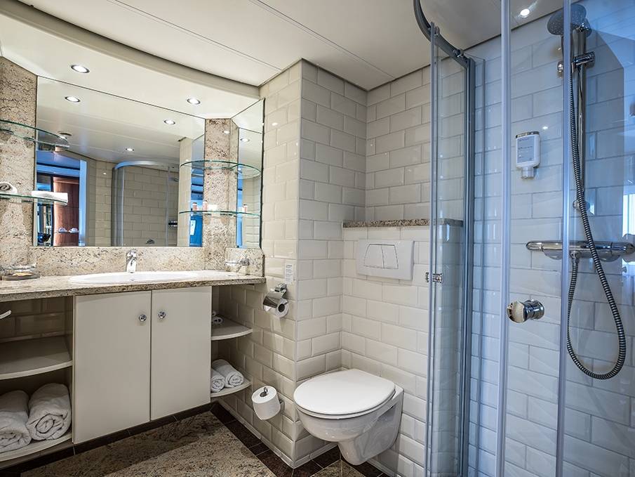 Bathroom in cabin on board the Swiss Crown