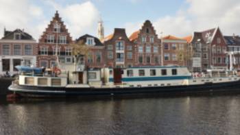 Barge Flora docked in the Netherlands