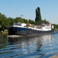 Sarah sailing the canals of the Netherlands