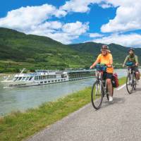 Cyclists on the Danube with the MV Vivienne