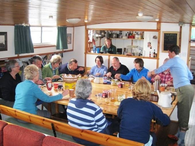 Dining area on the Fingal of Caledonia boat
