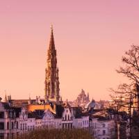 Brussels skyline at dawn