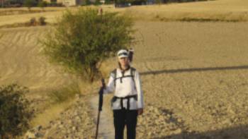 Hiker on the Compostela Trail