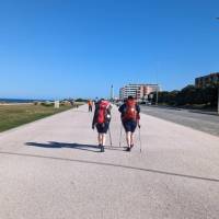 Two keen walkers setting off on the Portuguese Camino Trail. | Dana Garofani