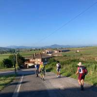 Hikers on the Camino del Norte walking into Comillas | Lachlan Baker