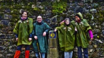 galicia-1222193,Guillermo Gavilla Wet but happy pilgrims on the Camino