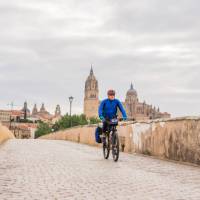 Cycling along the Camino de Santiago in Spain