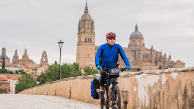 Cycling along the Camino de Santiago in Spain