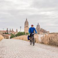 Cycling along the Camino de Santiago in Spain