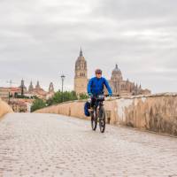 Cycling along the Camino de Santiago in Spain