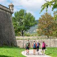 Entering the walls of Pamplona on the Camino