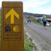 A signpost on the Camino del Norte in Spain