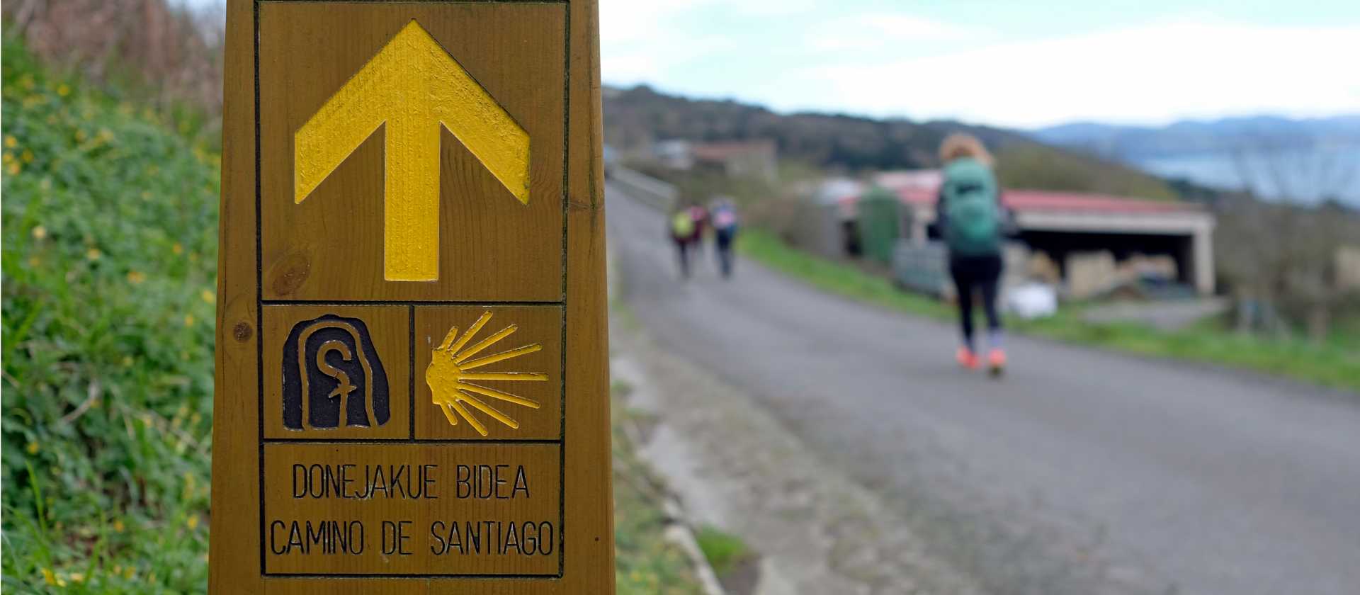 A signpost on the Camino del Norte in Spain