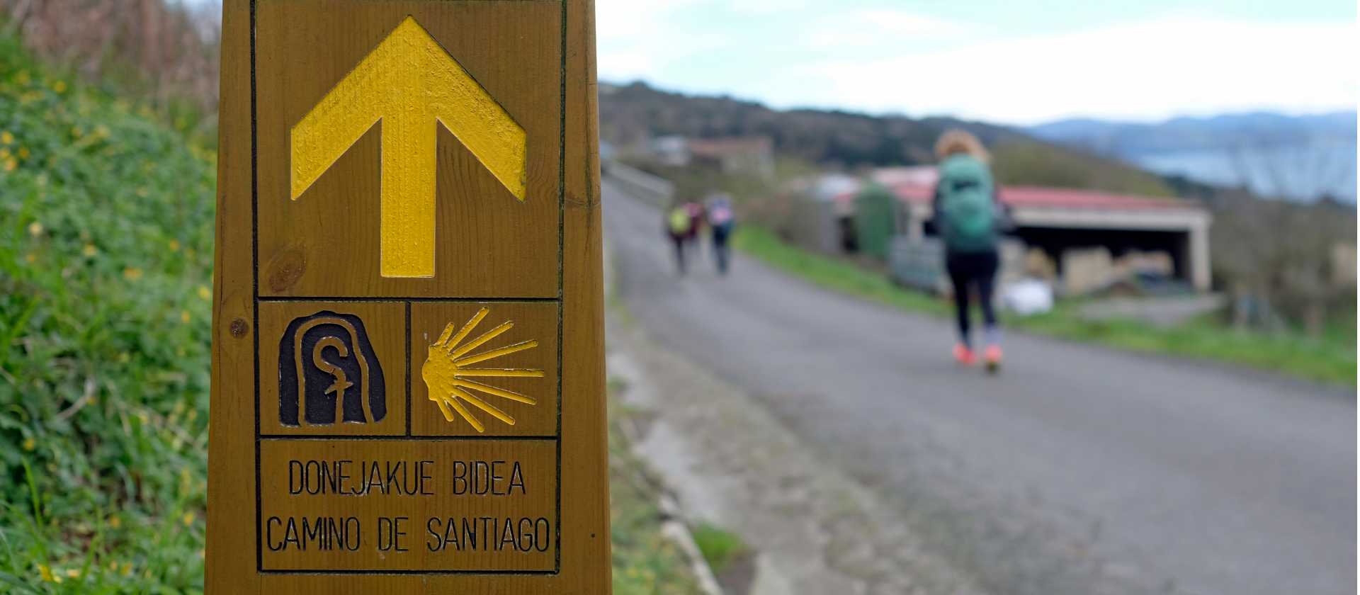 A signpost on the Camino del Norte in Spain