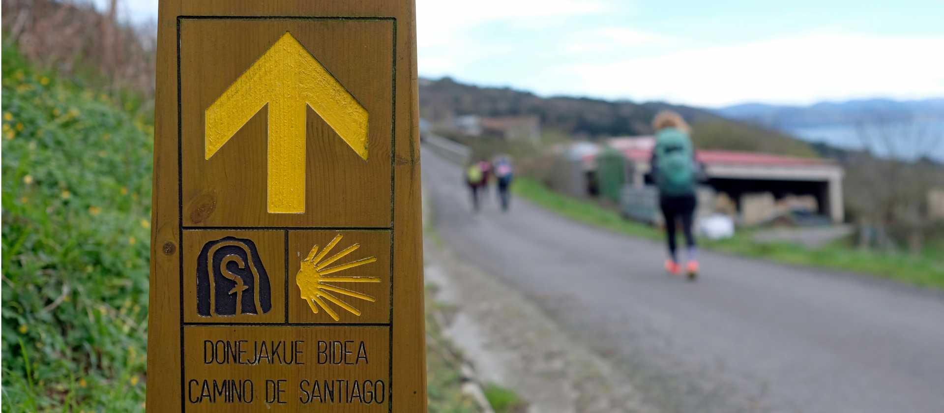 A signpost on the Camino del Norte in Spain